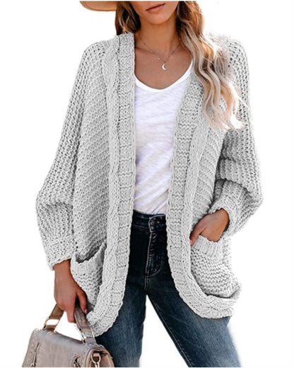 Damen Cardigan Grobstrick Lässig Voluminöse Ärmel Norvielle
