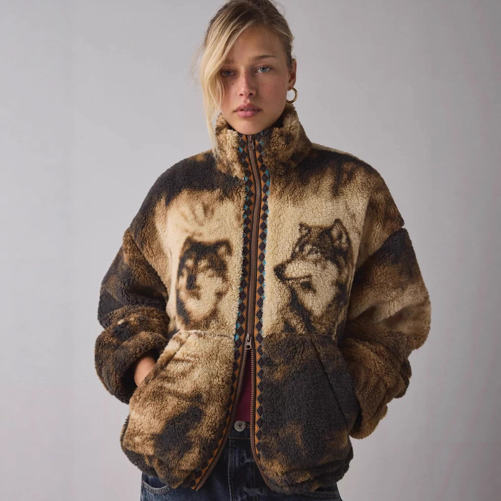Damen Fleecejacke Tiermotiv Hochkragen Norvielle - Norvielle
