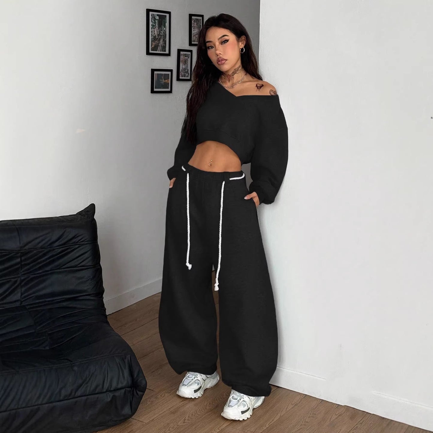 Damen Crop- und Hose Set Norvielle