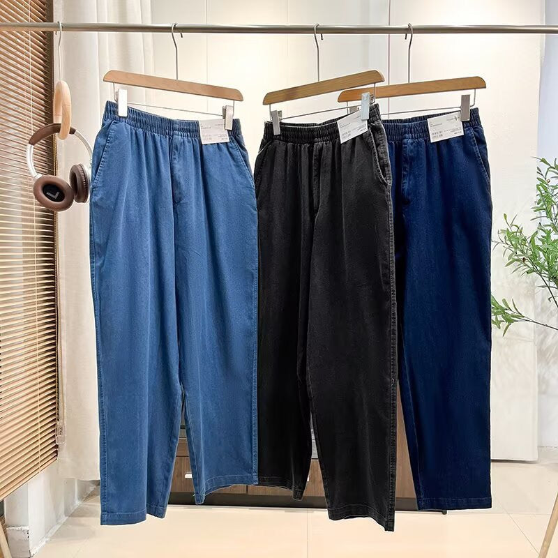 Damen Weite Jeans mit Elastischem Bund Bequem
