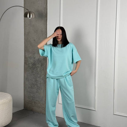 Damen Relax-Set Bequem Weites Oberteil Hose Norvielle
