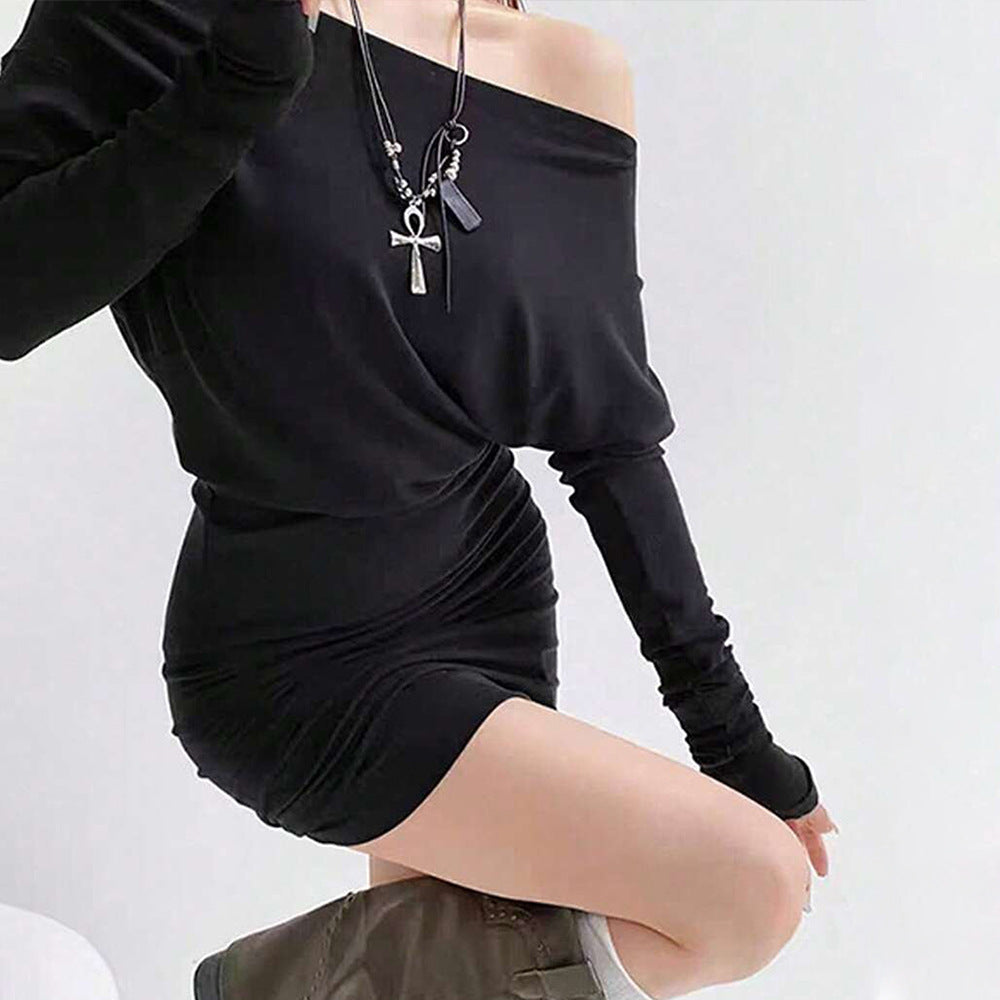 Damen Minikleid Ein-Schulter-Design fließender Schnitt Norvielle
