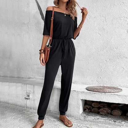 Damen Jumpsuit Schulterfrei Verstellbar Norvielle