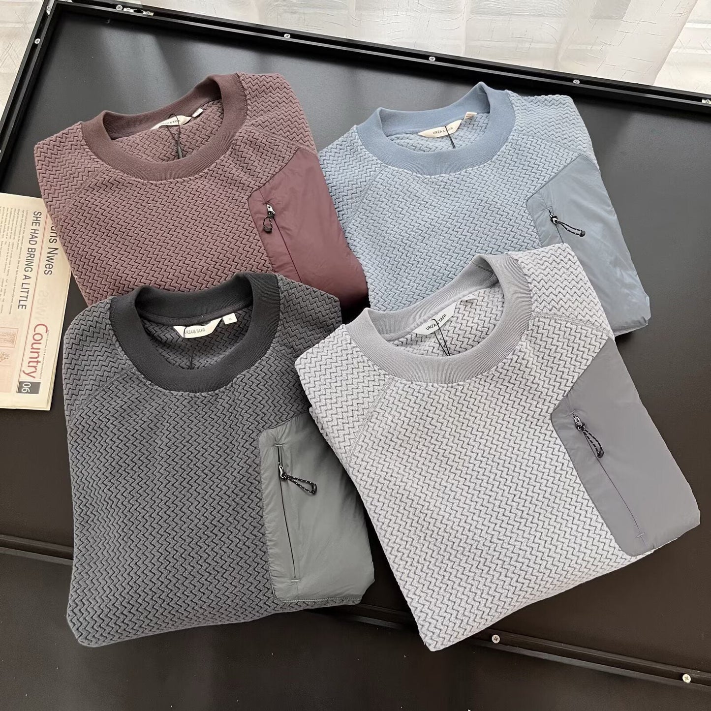Damen Strickoberteil mit Reißverschluss und Tasche