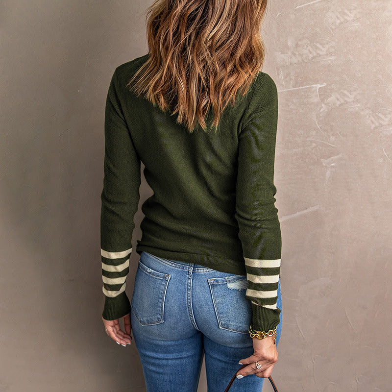 Damen Strickpullover Kontrastärmel Norvielle