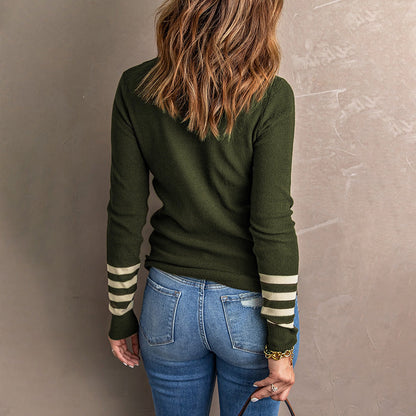Damen Strickpullover Kontrastärmel Norvielle