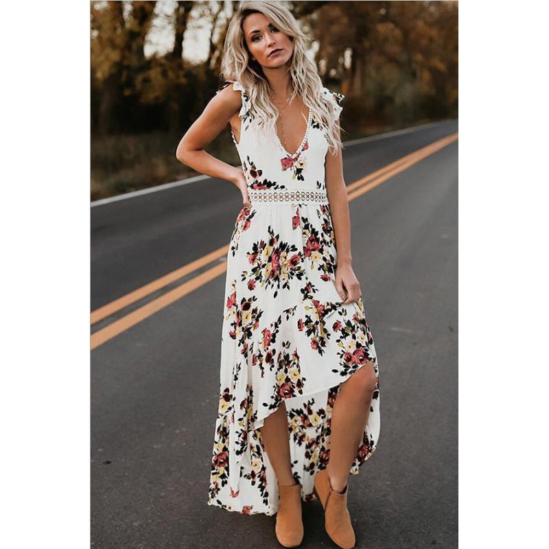 Damen Maxikleid Floralmuster Elastisch