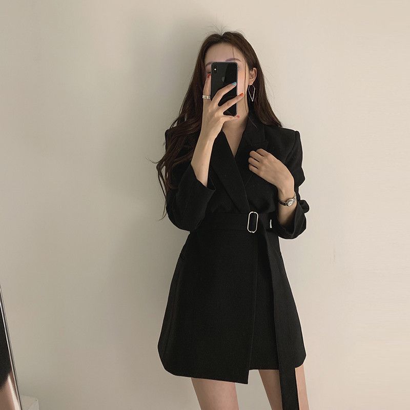 Damen Blazer-Kleid Tailliert Gürtel Norvielle