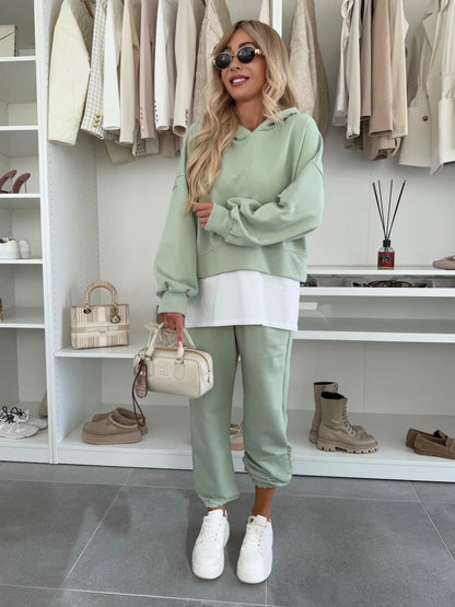 Damen Kapuzenpullover mit Sweatpants Hochgeschnitten Norvielle
