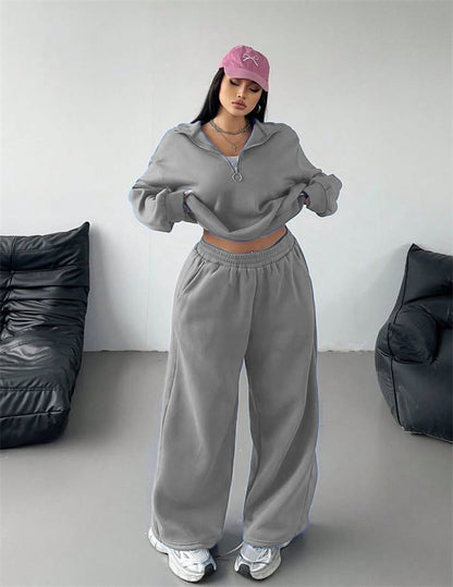 Damen Sportliches Hoodie und Sweathosen Set Baumwolle