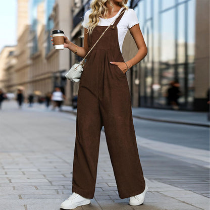 Damen Latzhose Weites Bein Hochwertiger Stoff Bequem