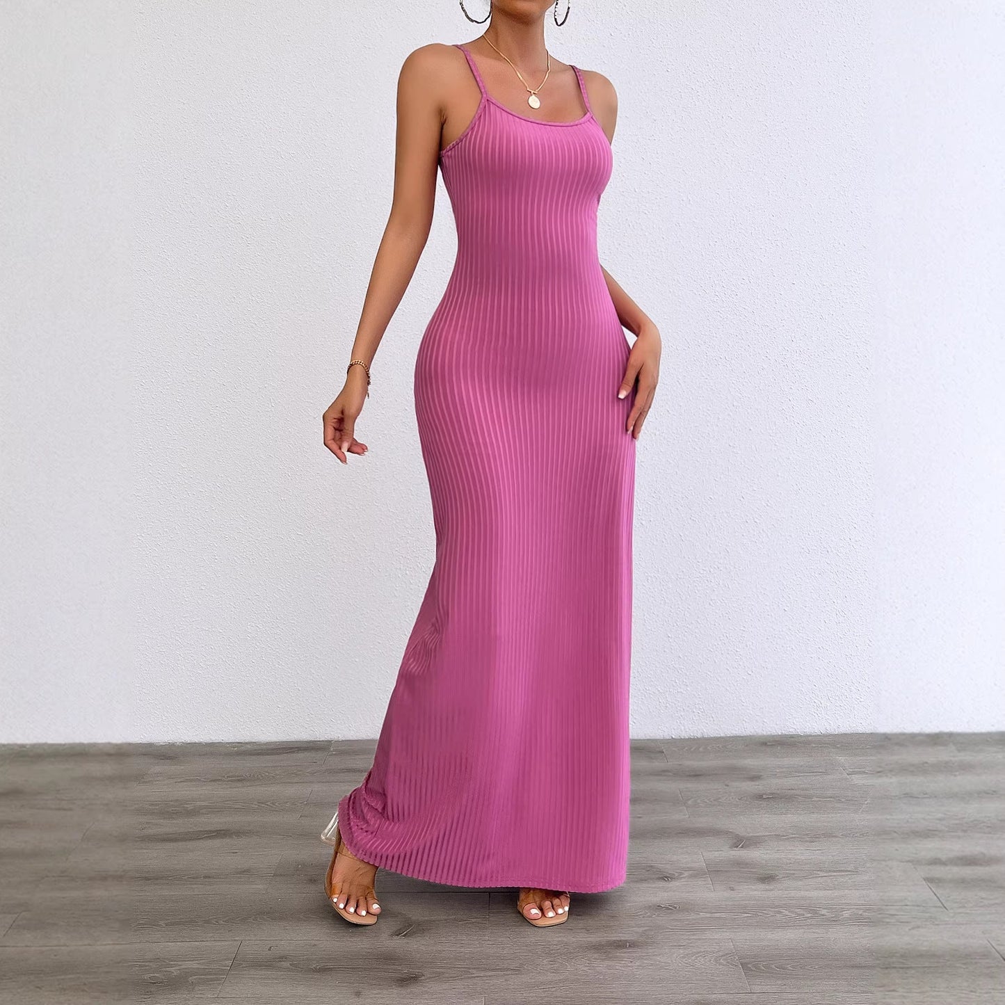 Damen Maxikleid Figurbetont Rippstruktur Norvielle