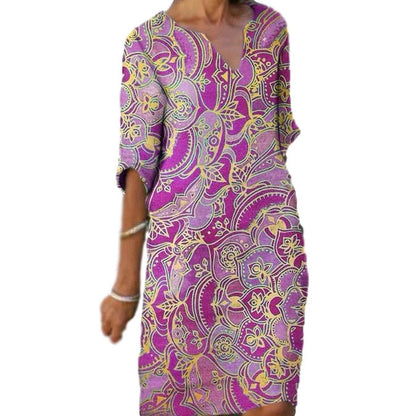 Damen Strandkleid V-Ausschnitt Lässiger Schnitt Norvielle