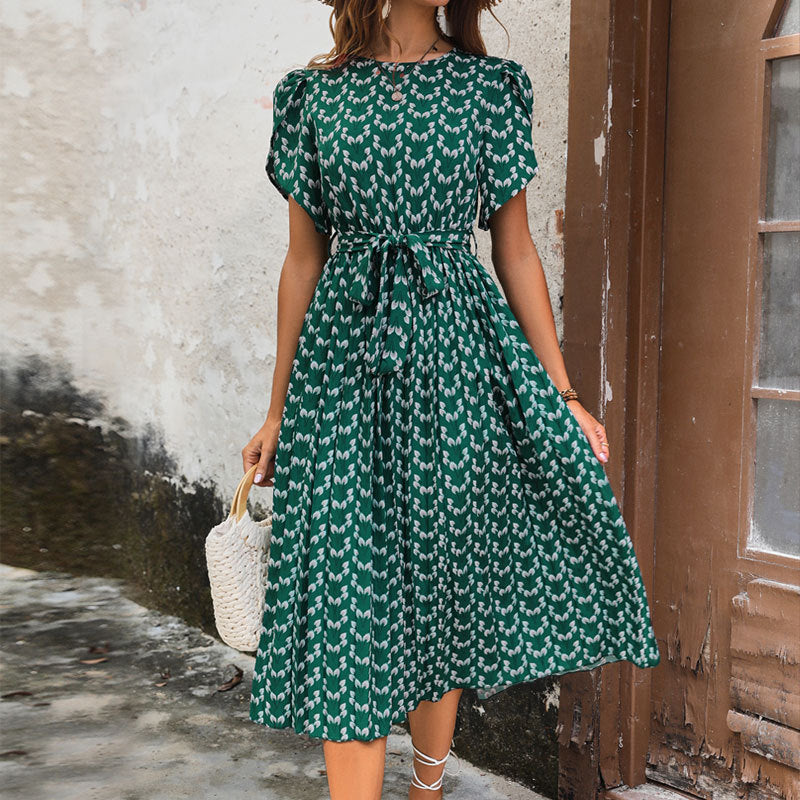 Damen Maxikleid Elegante Taillierung Verspieltes Muster Norvielle