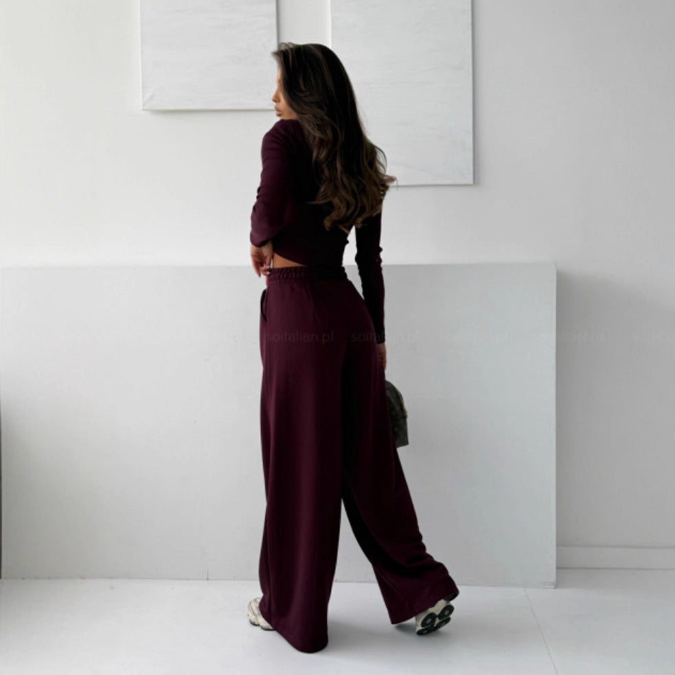 Damen Cropped Oberteil und Jogginghose Set Bequem Norvielle