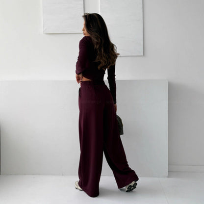 Damen Cropped Oberteil und Jogginghose Set Bequem Norvielle
