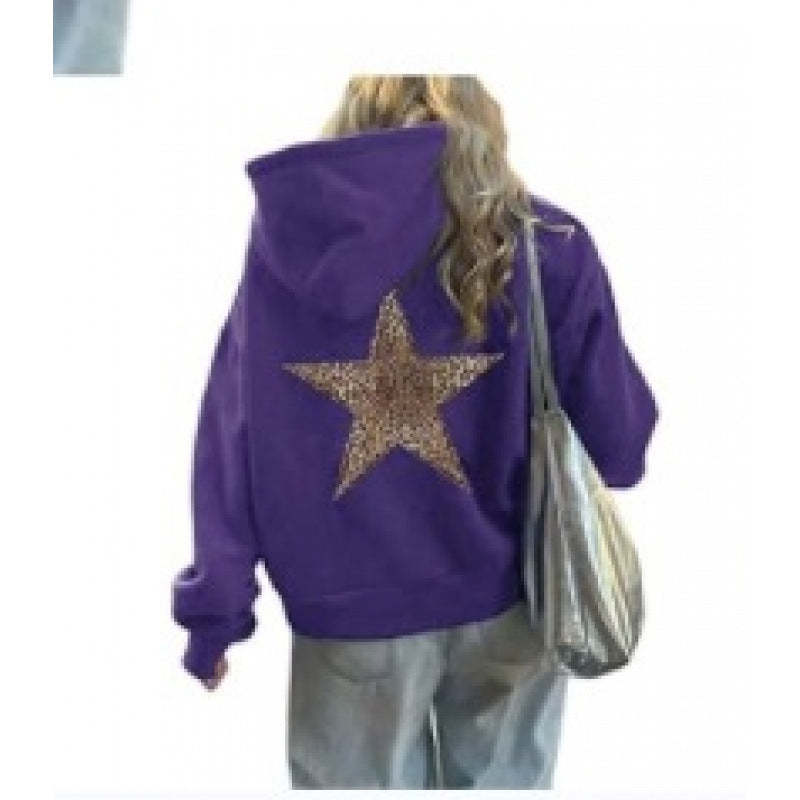 Damen Kapuzenpullover Glitzerndes Sternmotiv Norvielle