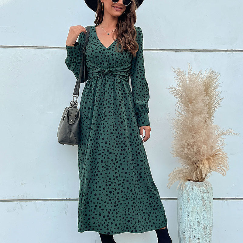 Damen Maxikleid mit Knotendetail und Voluminösen Ärmeln - Norvielle