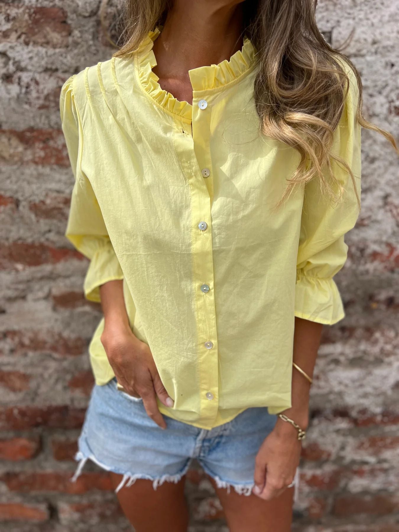 Damen Bluse Dekorative Puffärmel Norvielle