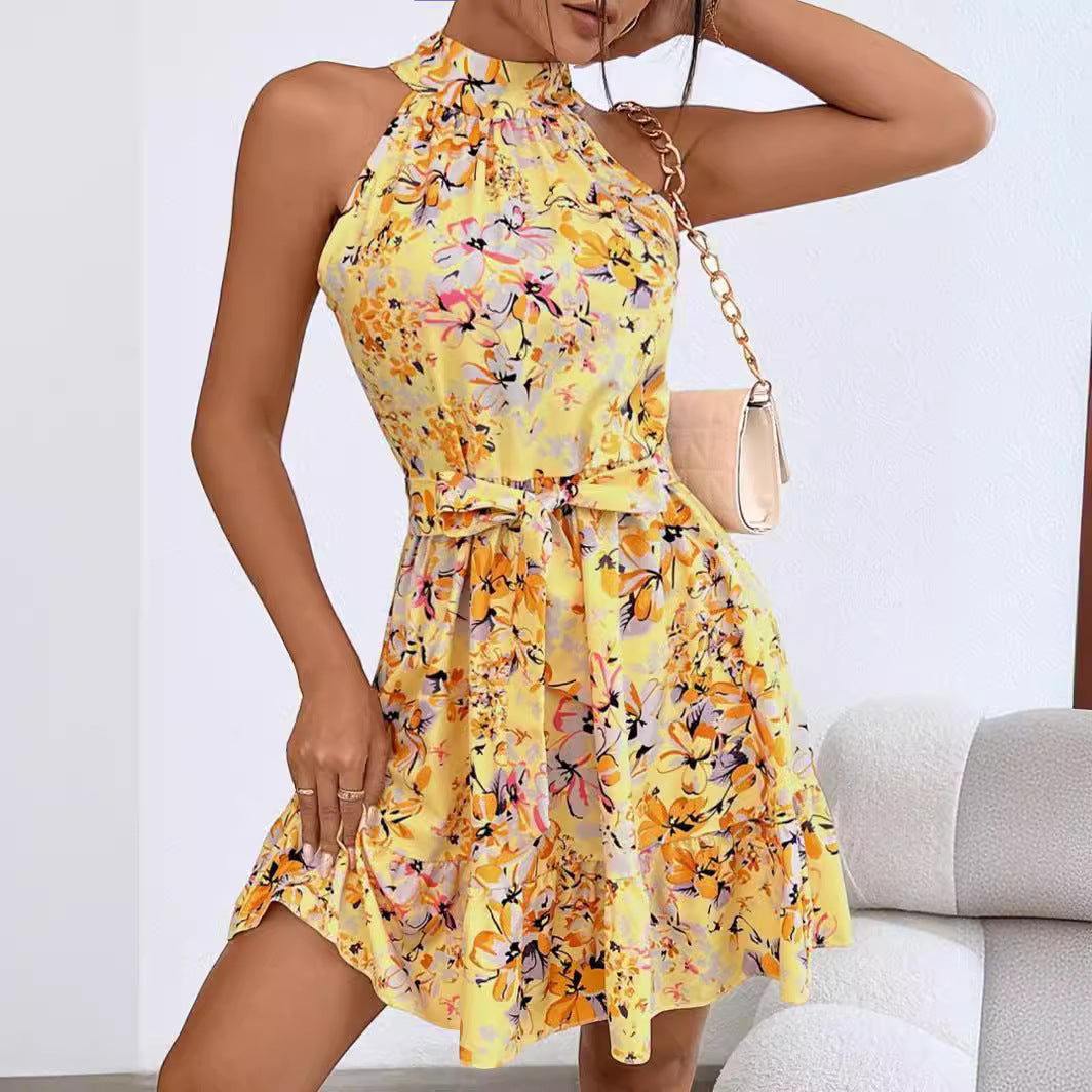 Damen Neckholder-Kleid Florales Design Norvielle