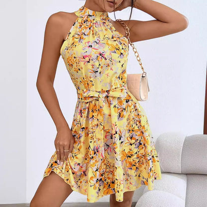 Damen Neckholder-Kleid Florales Design Norvielle