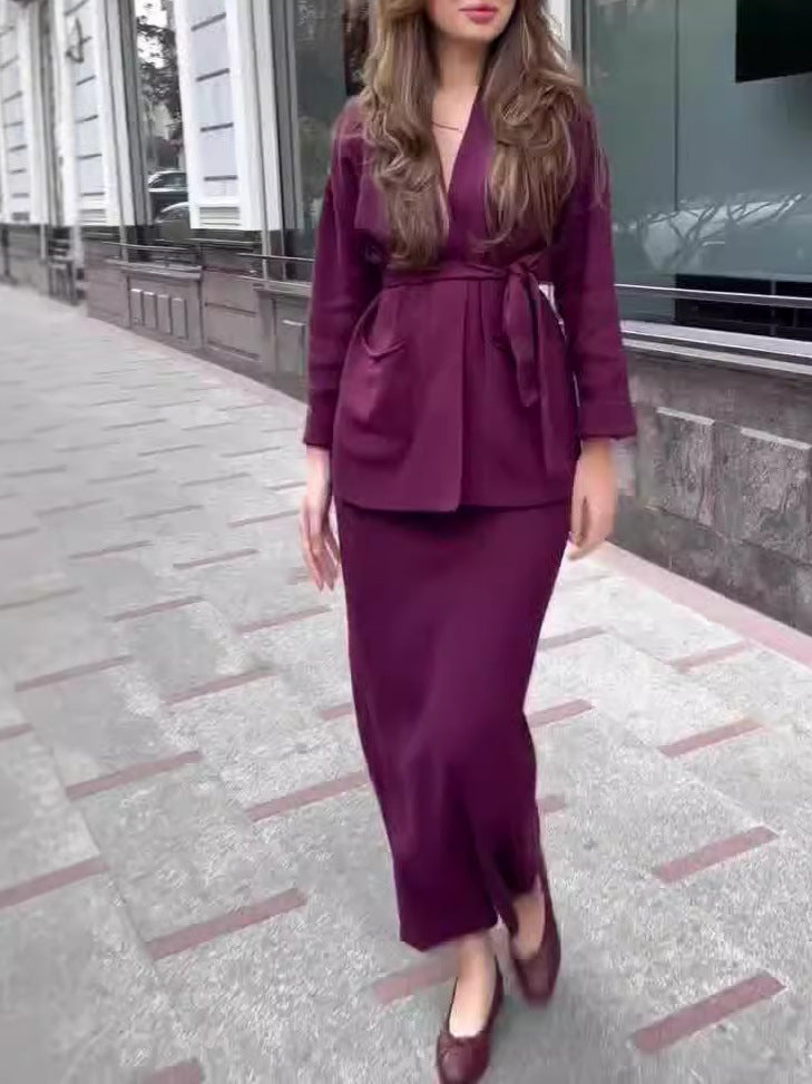 Damen Bleistiftkleid mit Blazerjacke und Taschen