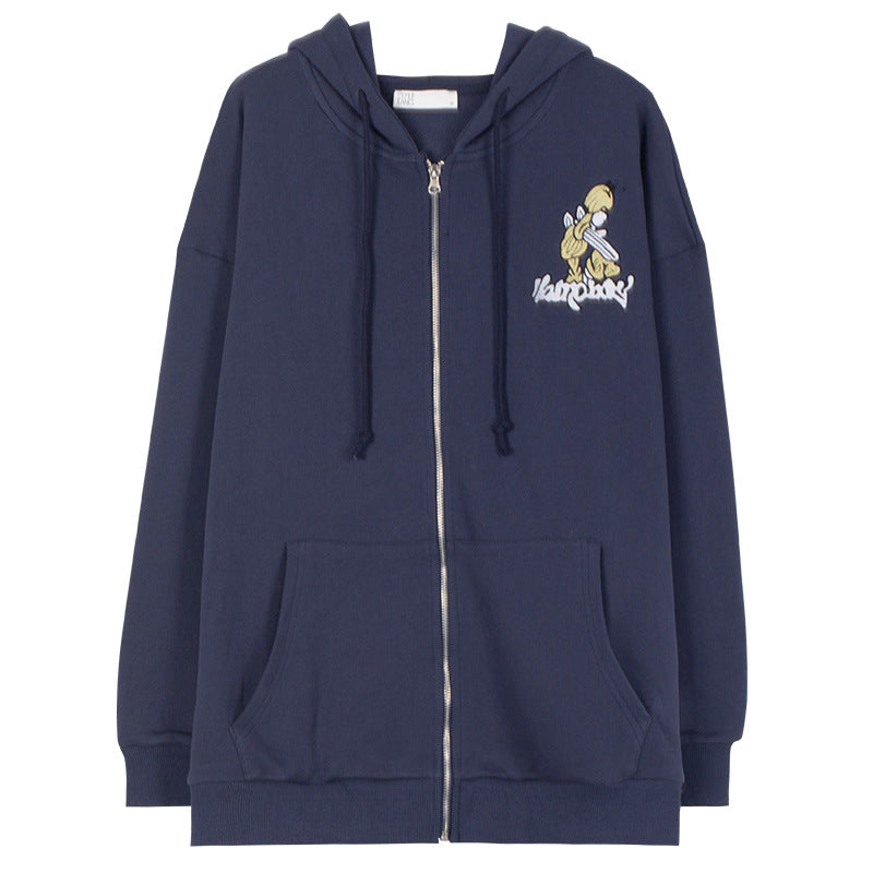 Damen Kapuzenjacke Gestickt Motiv Norvielle