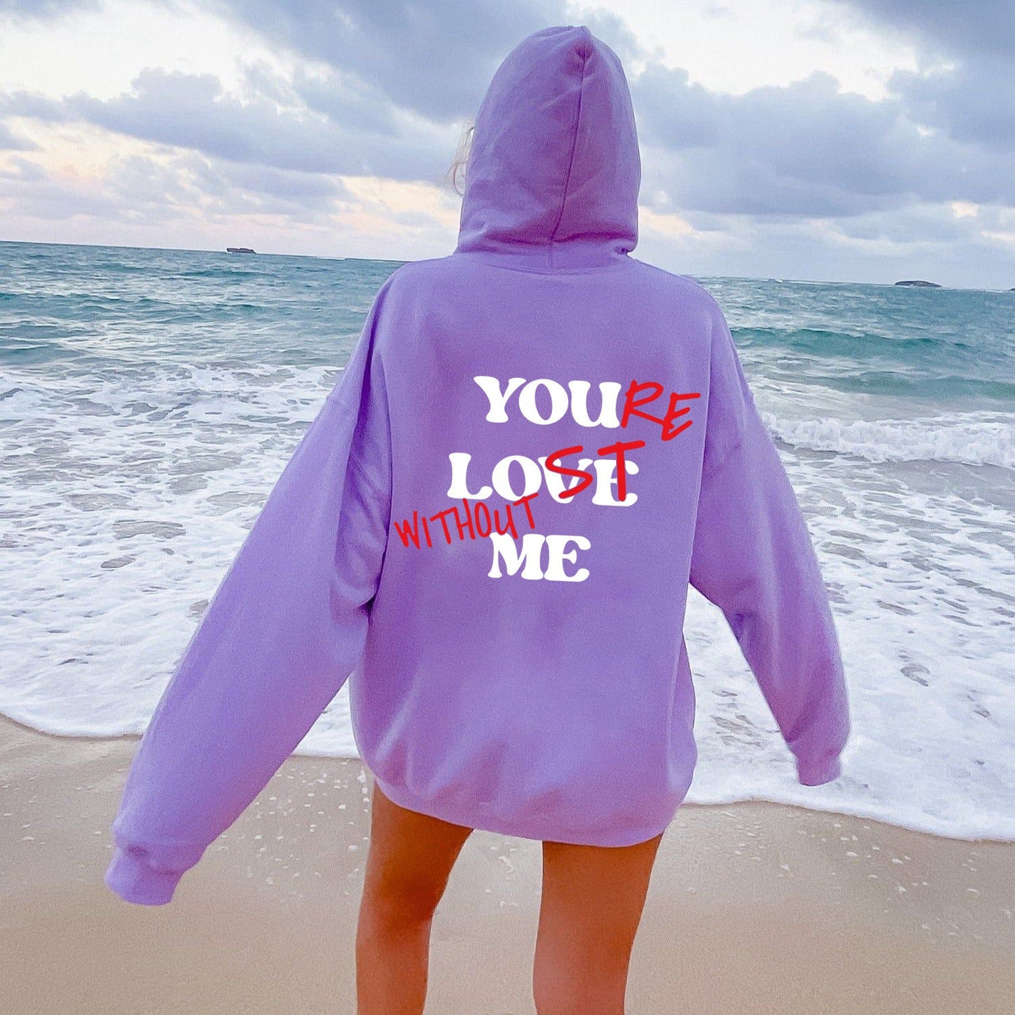 Damen Oversized Kapuzensweater mit Aufdruck