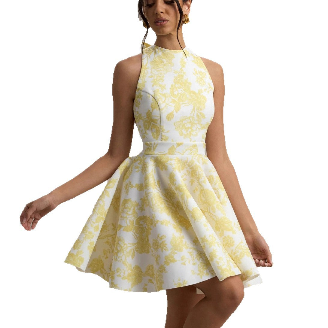 Damen Minikleid Festlich Schwingrock Cut-Outs