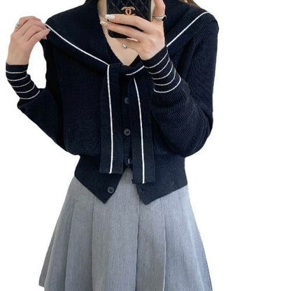 Damen Strickjacke Dekorativer Kragen Knöpfe Norvielle