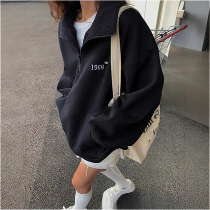 Damen Sweatshirt Stehkragen Kängurutasche Norvielle