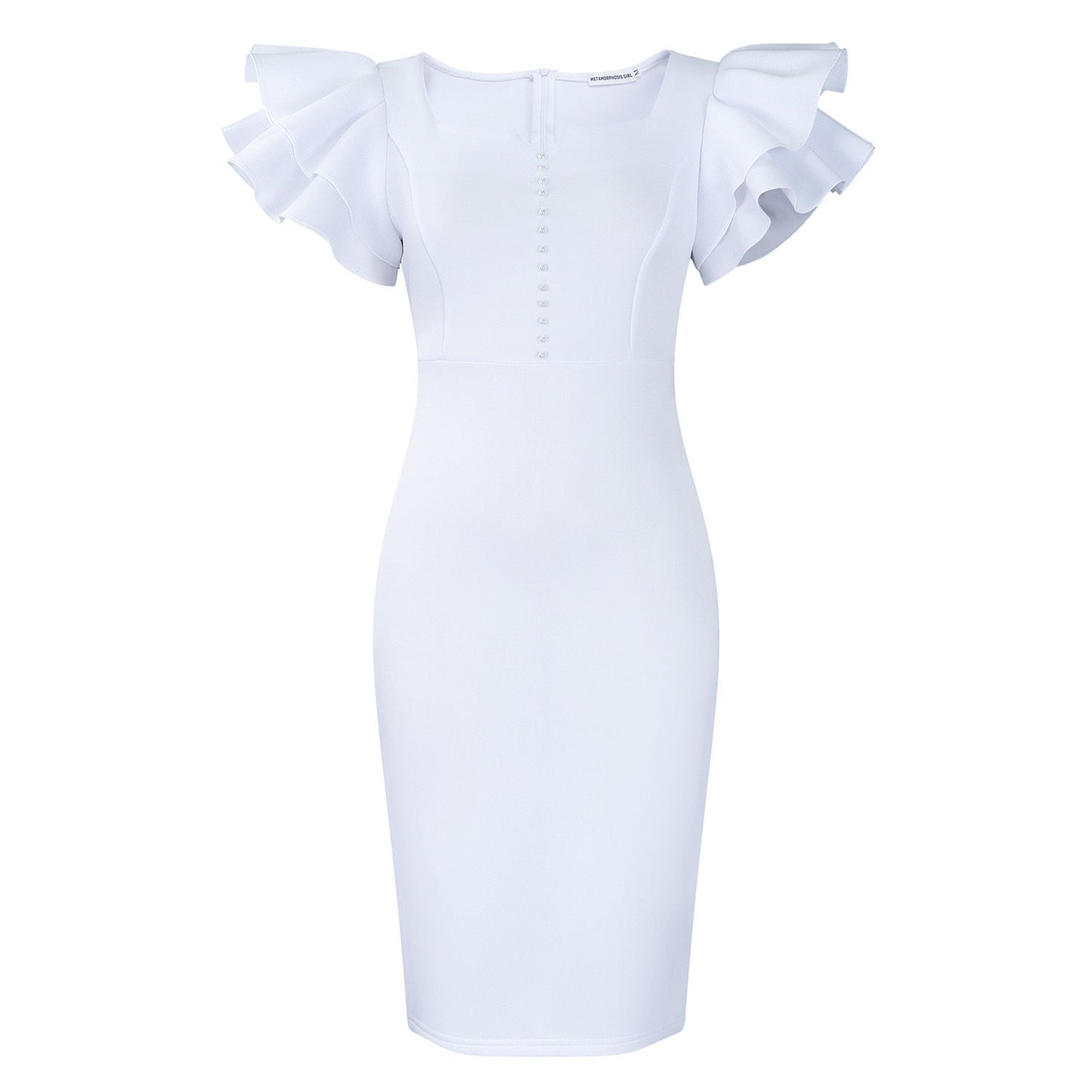 Damen Midi-Kleid Voluminöse Rüschen Perlendetails Norvielle