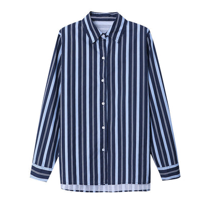 Damen Bluse Klassisch Gestreift Moderner Schnitt Norvielle
