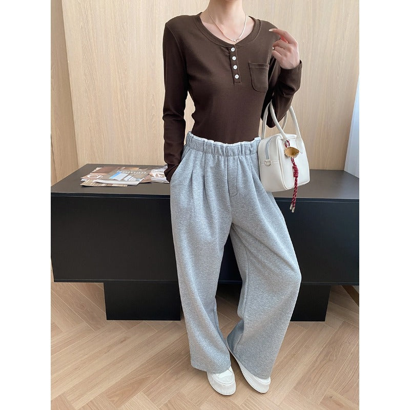 Damen Hochbundhose Elastisch Breiter Schnitt Norvielle