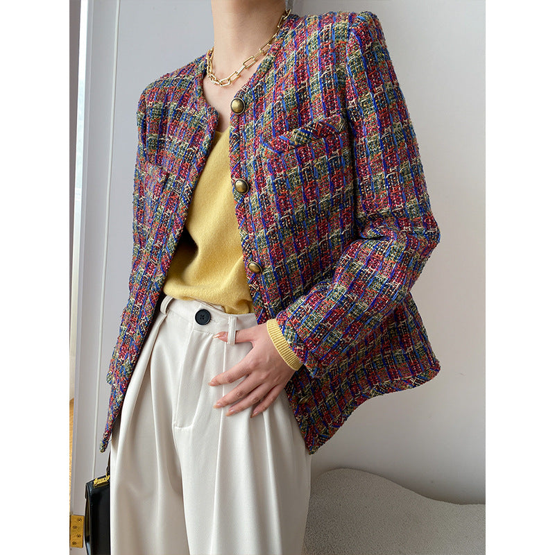 Damen Tweedjacke Elegant Dekorative Knöpfe Norvielle - Norvielle