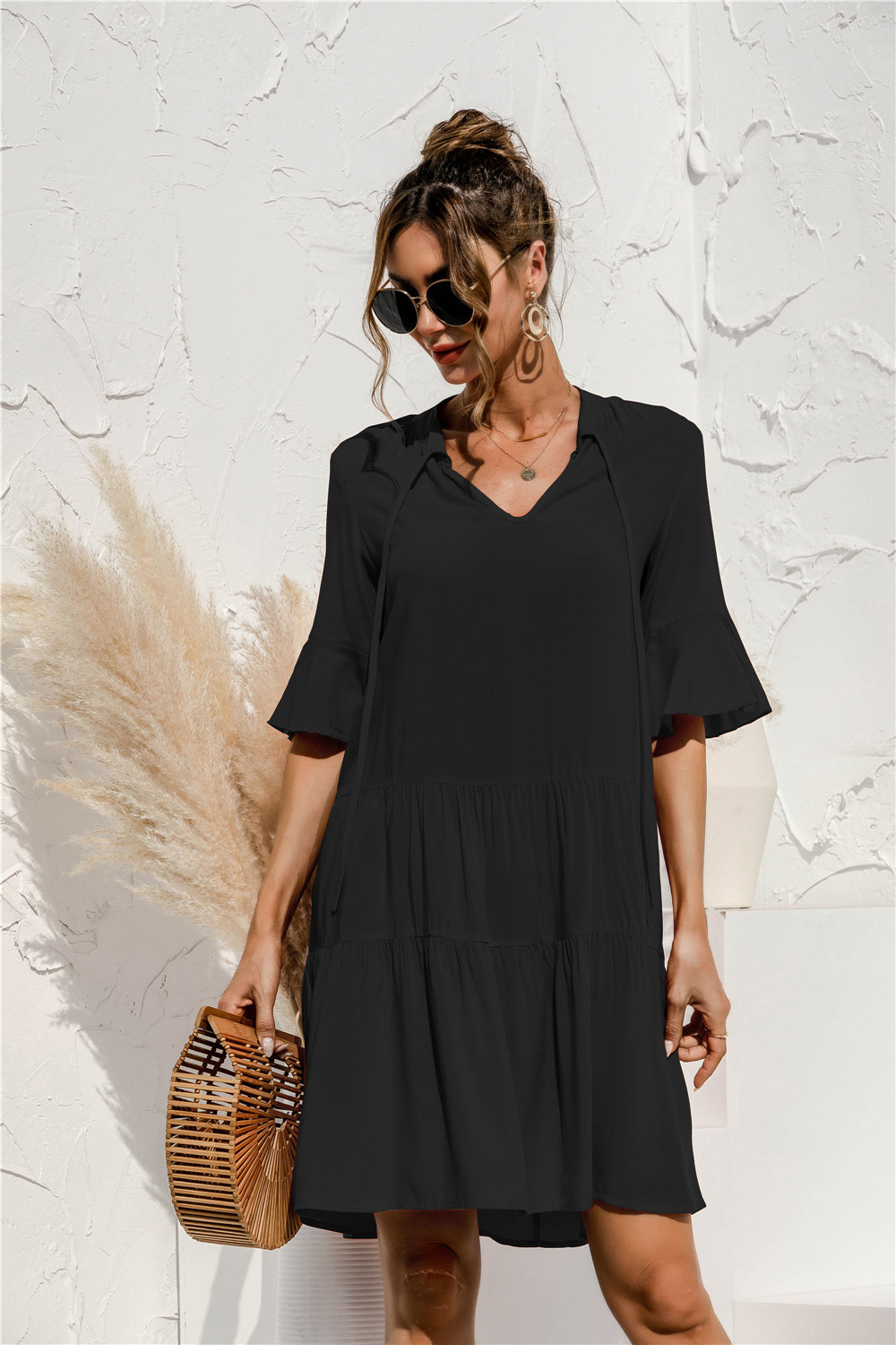 Damen Minikleid Tiefe Taille Gleichmäßiger Schnitt