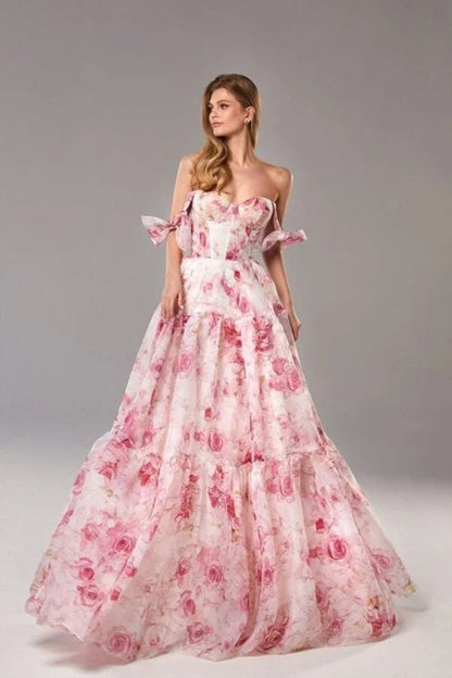 Damen Maxikleid mit Floralmuster und Rüschenträgern Norvielle