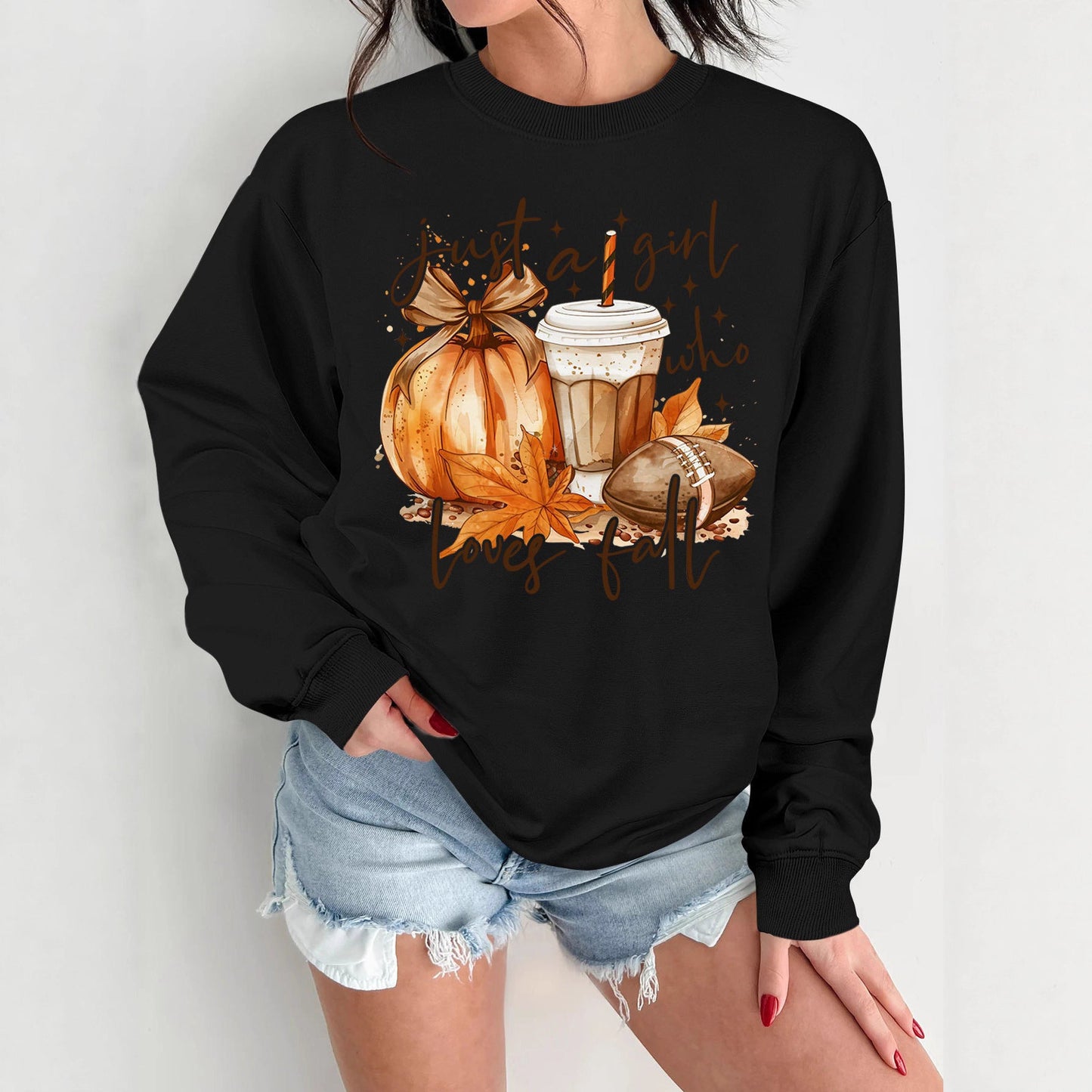 Damen Sweatshirt Herbstlich Motiv Druck Norvielle