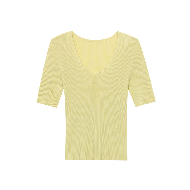 Damen V-Ausschnitt Pullover Rippstrick Fein Norvielle