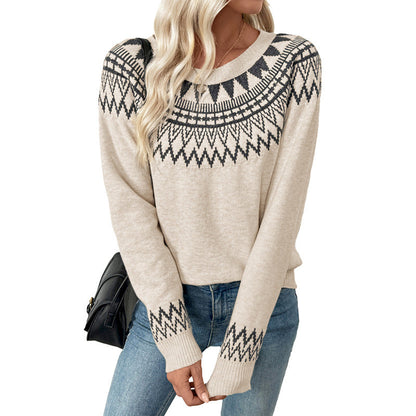 Damen Strickpullover Grafisches Muster Lässiger Schnitt Norvielle