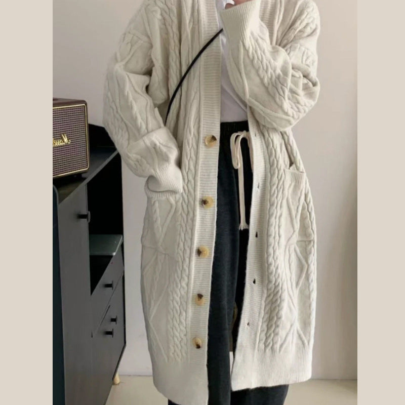 Damen Strickmantel Zopfmuster Taschen Norvielle