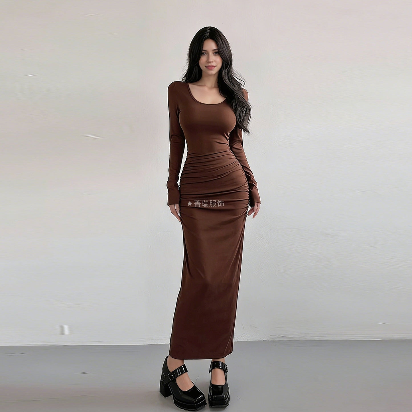 Damen Langarmkleid Figurbetont Norvielle