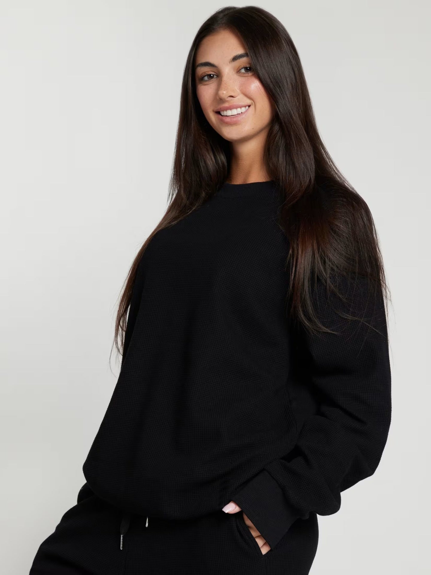 Damen Sweatshirt Waffelmuster Bequem Norvielle