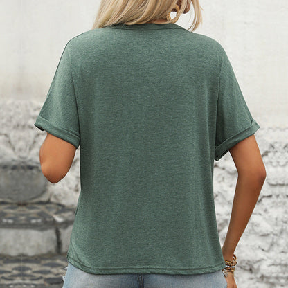Damen Kurzarmshirt Knopfleiste Brusttasche Norvielle
