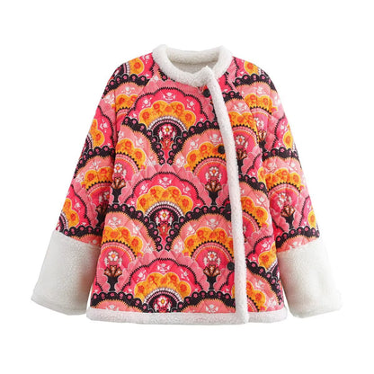 Damen Steppjacke Floralmuster Kuscheliges Innenfutter Norvielle