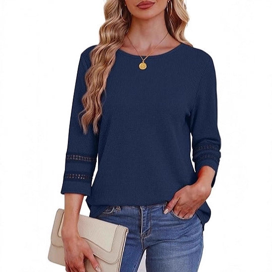 Damen Longsleeve-Oberteil Spitzen-Details Norvielle