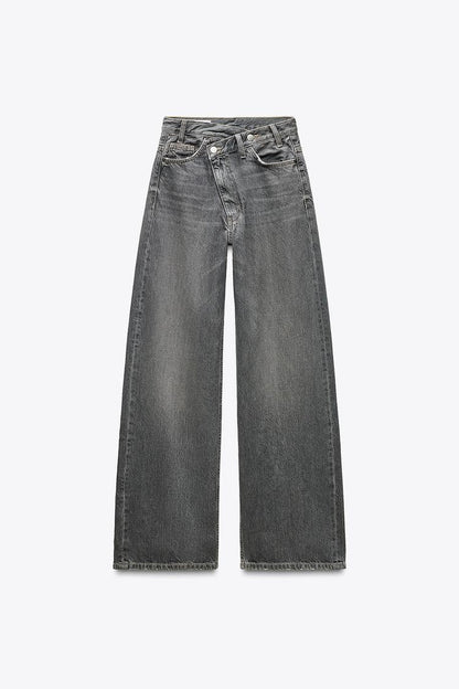 Weite Damenjeans High-Waist-Schnitt Modern
