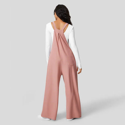 Damen Jumpsuit Weites Bein Elegantes Knopf-Design