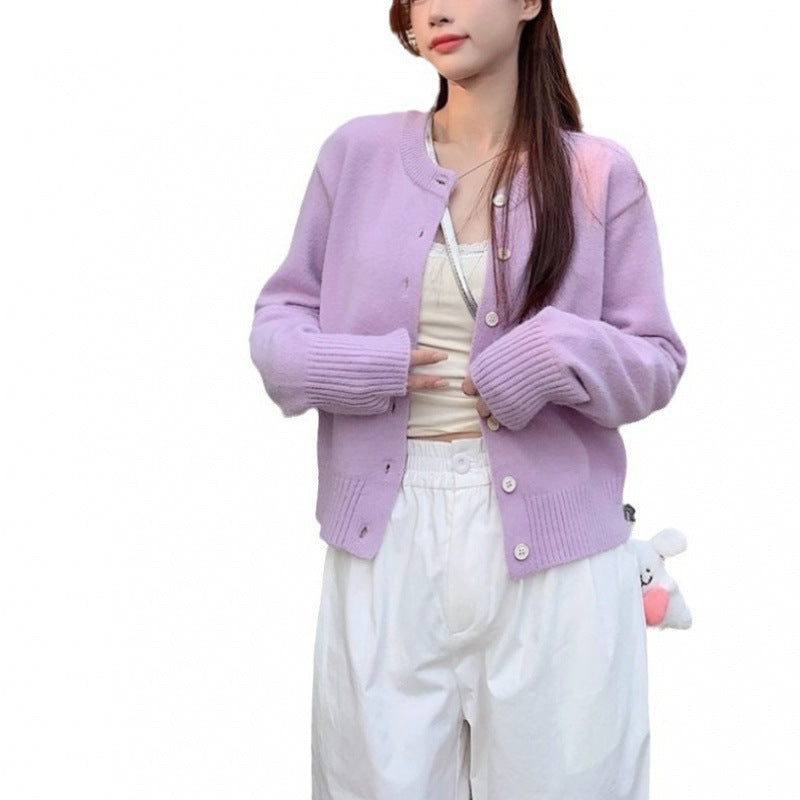 Damen Strickjacke Kurzarm Norvielle Feine Webart Beige