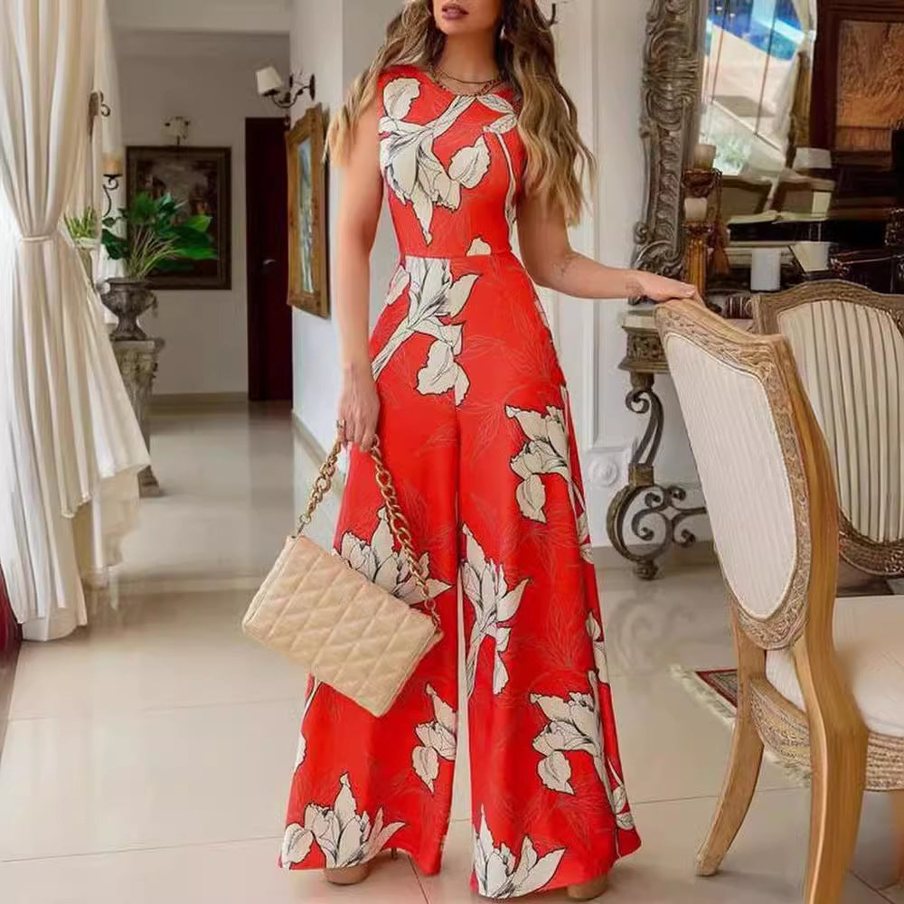 Damen Maxikleid Floralmuster Mit Taillengürtel Norvielle
